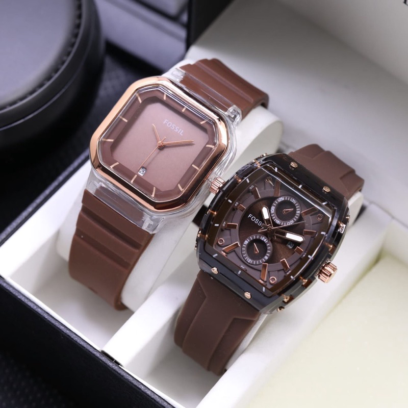 (Grosir)Jam Tangan Wanita Kado Paket Hemat Jam buy1 Get 1 Hp Crono 1+Hp Casual Tanggal Aktif Strap Rubber/Karet(Terima Cod)Dikirim Jakarta)Super Murah