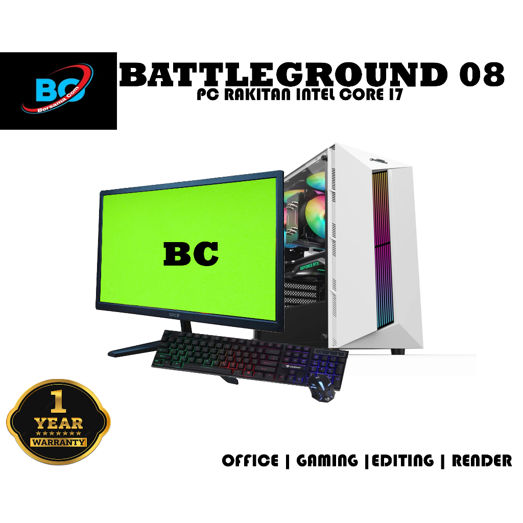 PC GAMING INTEL CORE I7 RAM 8 GB SSD128GB MONITOR 19 INCH VGA  4GB