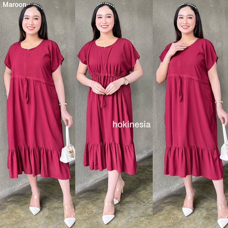 Daster Serut Ruffle Polos Rayon Premium / Daster Serut Selina