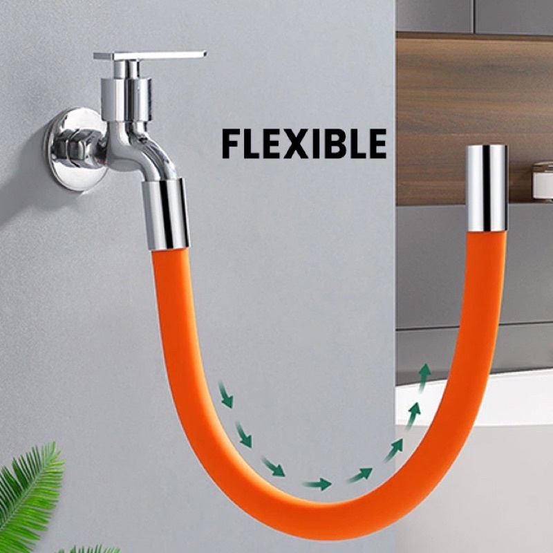 Selang Flexible Ekstenti Kran Air/ Sambungan Kran Air Fleksible 20cm/30cm/50cm Universal 360°/ Selang Flexible Ekstensi Keran Air Universal 1/2 Inch 360 Derajat Bahan Silikon