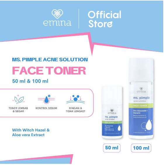 Emina MS Pimple Face Toner 50 Ml dan 100 Ml (kemasan baru)