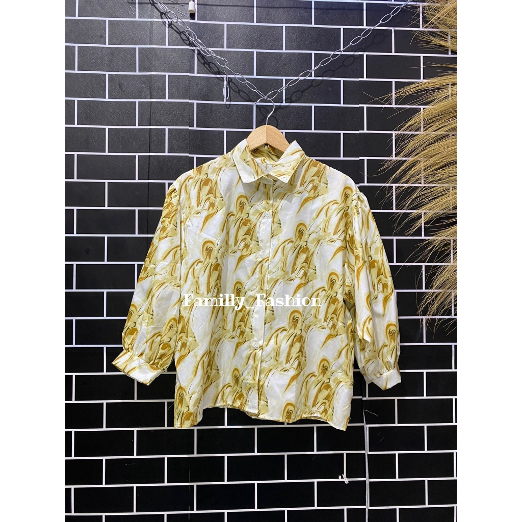 Carlotte marble puffy blouse wanita