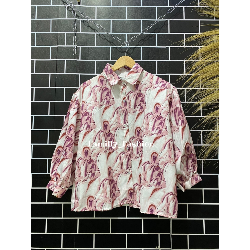 Carlotte marble puffy blouse wanita