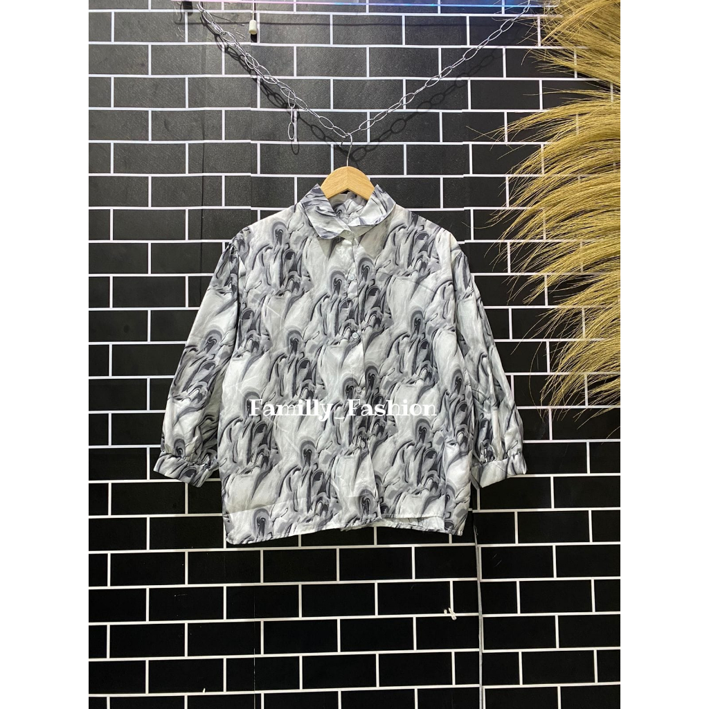 Carlotte marble puffy blouse wanita