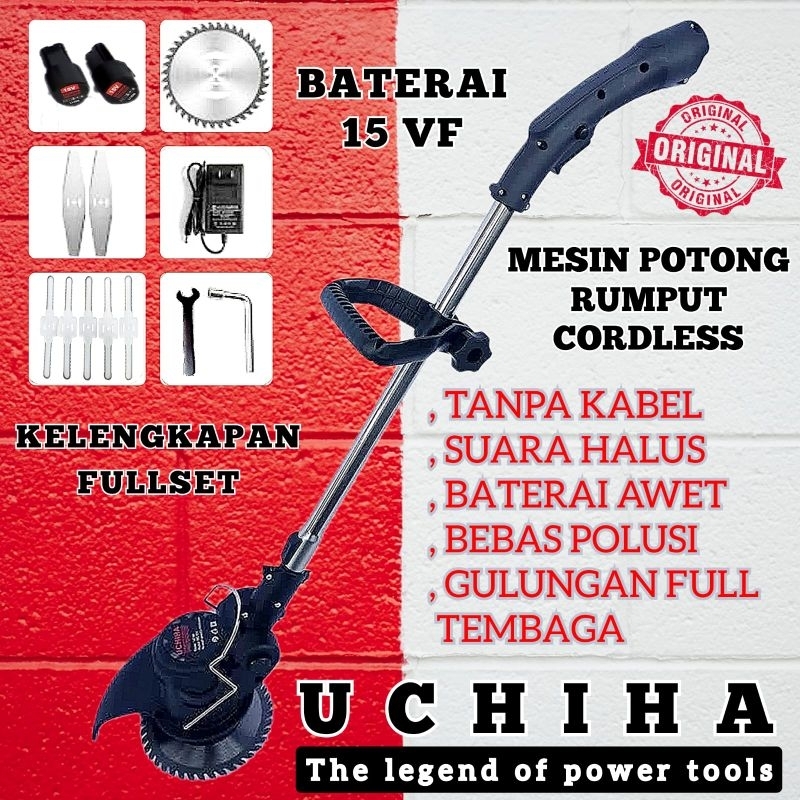 Mesin potong rumput padi uchiha uciha brush cutter cordless baterai tanpa kabel
