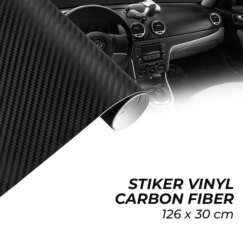 Stiker Vinly Carbon Fiber 3D 126 x 30 Cm