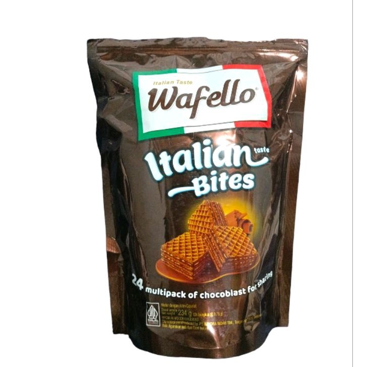 

Wafello Pouch Coklat 234 gr Caramel 288 gr Wafer Italian Bites Roti