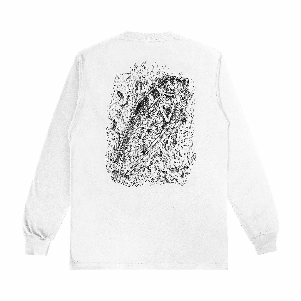 Heretic - Long sleeve Tees - Burning Coffin White