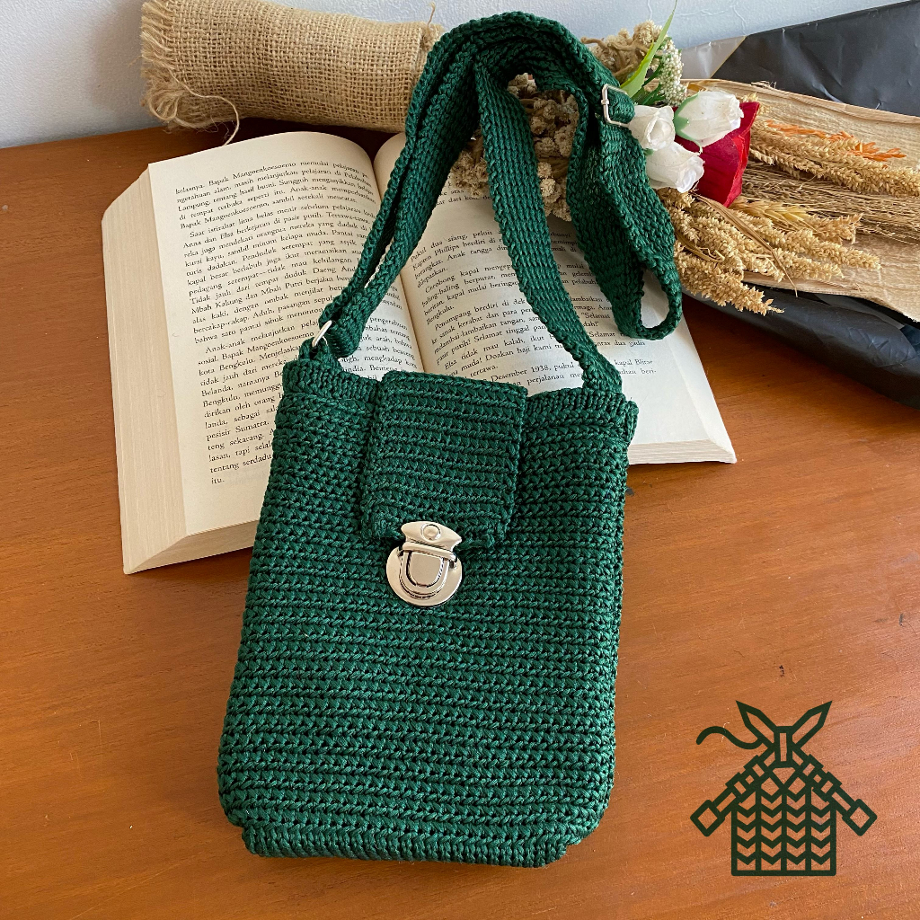 phone bag knit murah / tas hp murah / slingphone rajutan bandung / tas selempang wanita