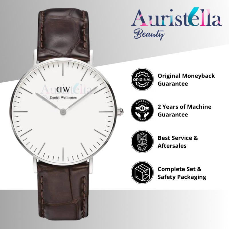 JAM TANGAN DANIEL WELLINGTON CLASSIC YORK WHITE SILVER 36MM DW ORIGINAL