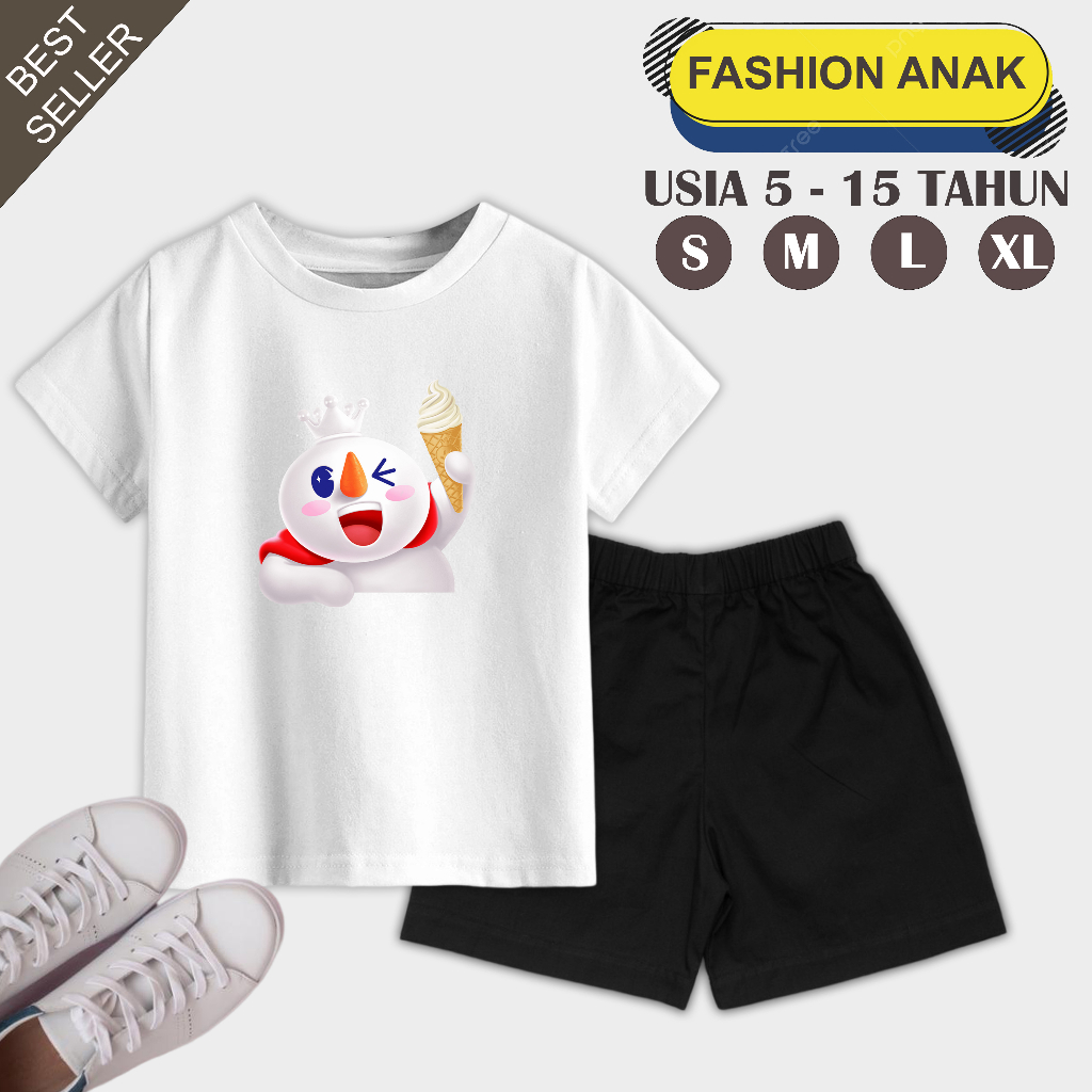 Setelan Anak Kaos dan Celana Pendek Unisex Usia 5 - 15 Tahun Bahan Katun Terry Soft