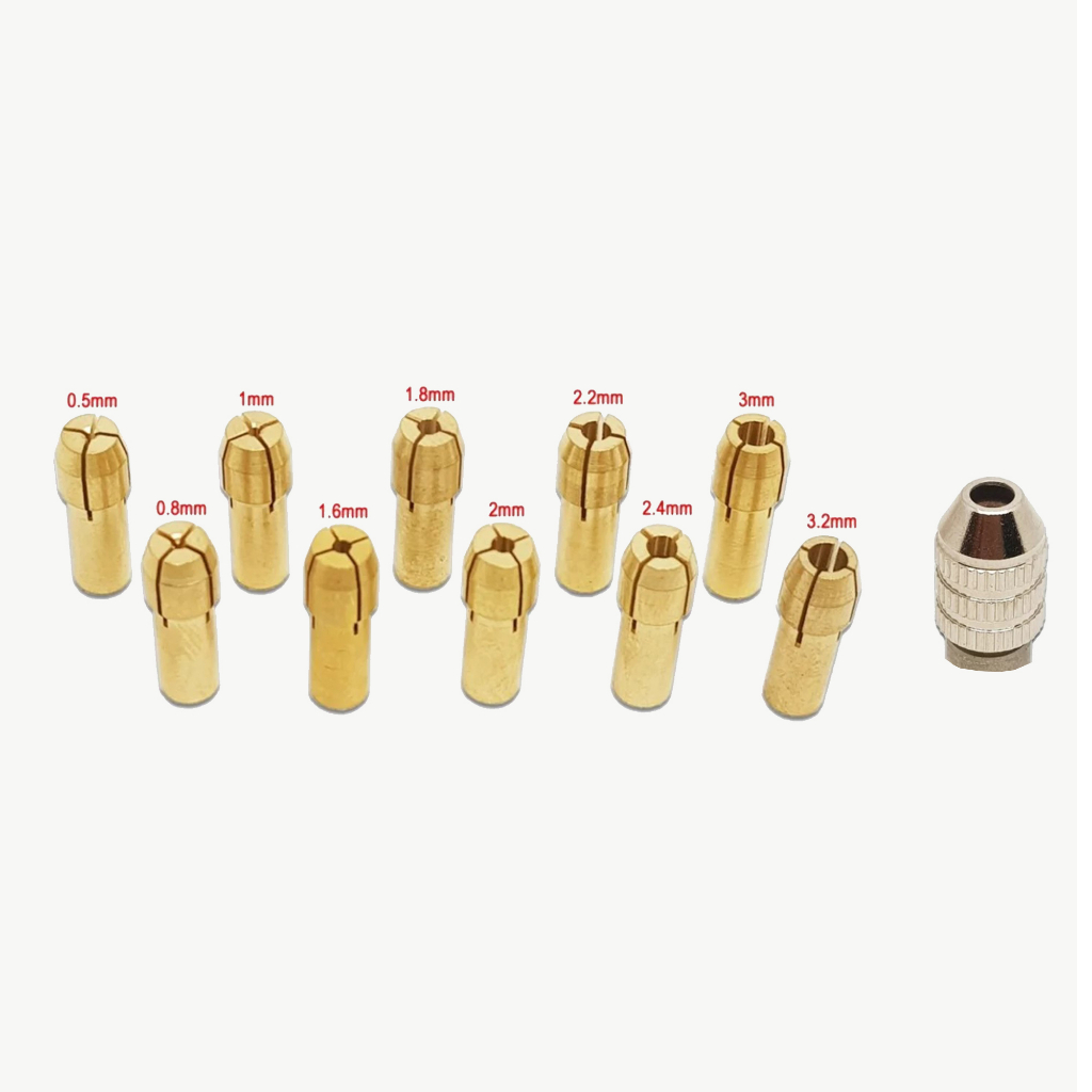 Kepala Mata Bor Mini Drill 0.5mm - 3.2mm Chuck Collet 11pcs