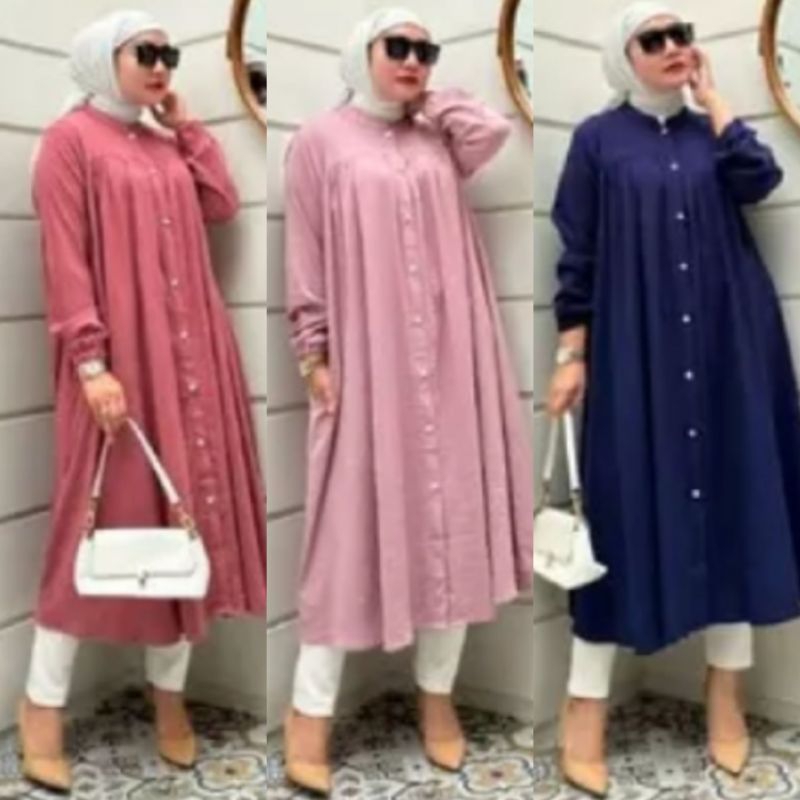 ÀRLEA  LONGDRES CRINKLE AIRFLOW MASA KINI//BUSANA WANITA TERLARIS