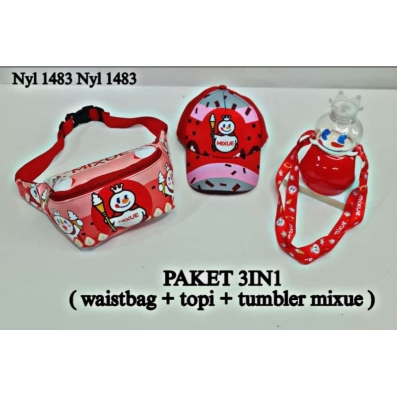 BISA COD Mixue 3in1 Tas slempang anak viral+Tumbler Mixue