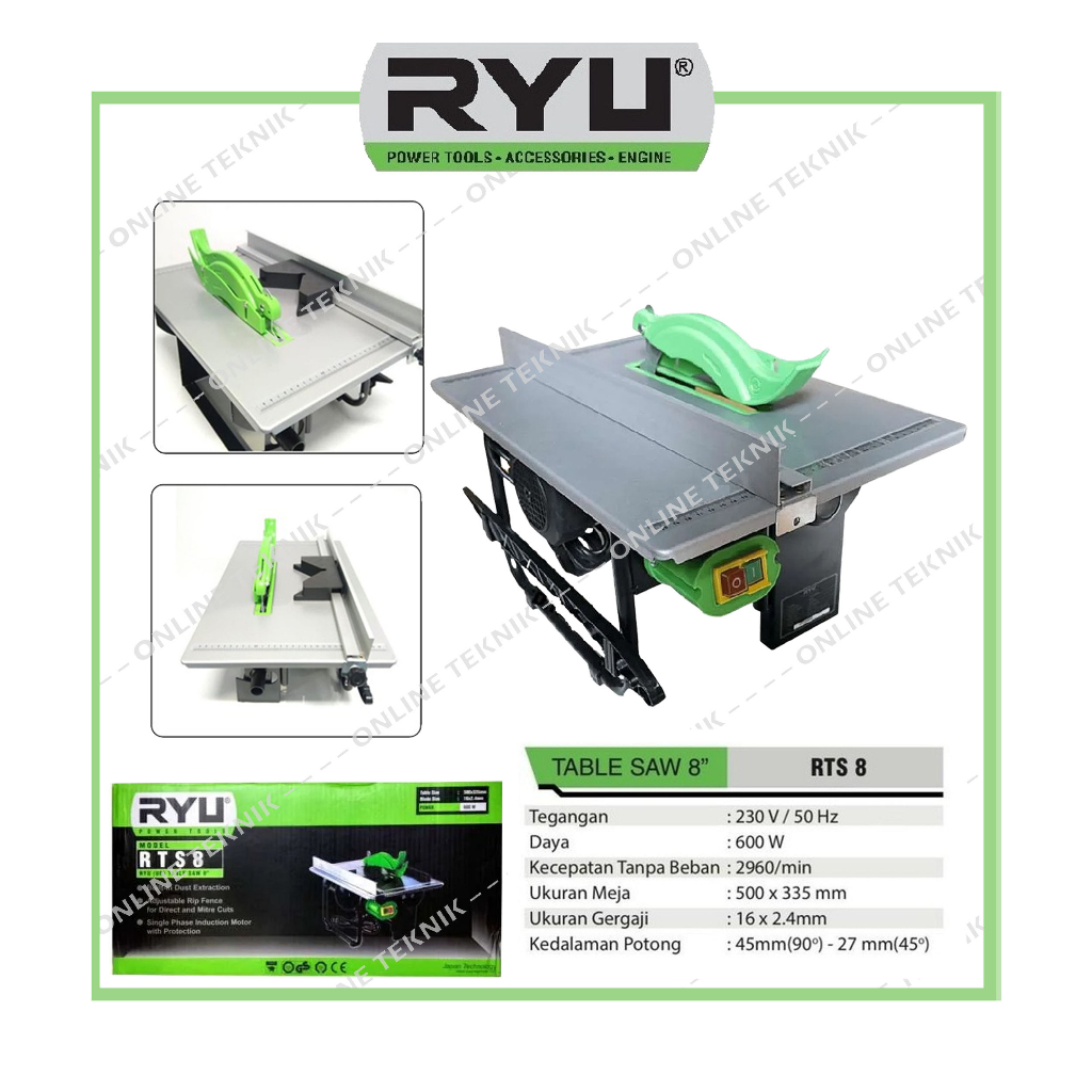 RYU Table Saw RTS 8 / Gergaji Meja Ryu 8 Inch / Mesin Potong Kayu RYU 8"