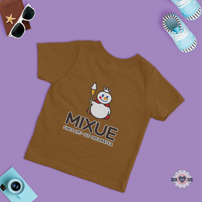 MIXUE Kaos Anak Bahan Katun Combed 30 S Sablon DTF Mixue Lucu