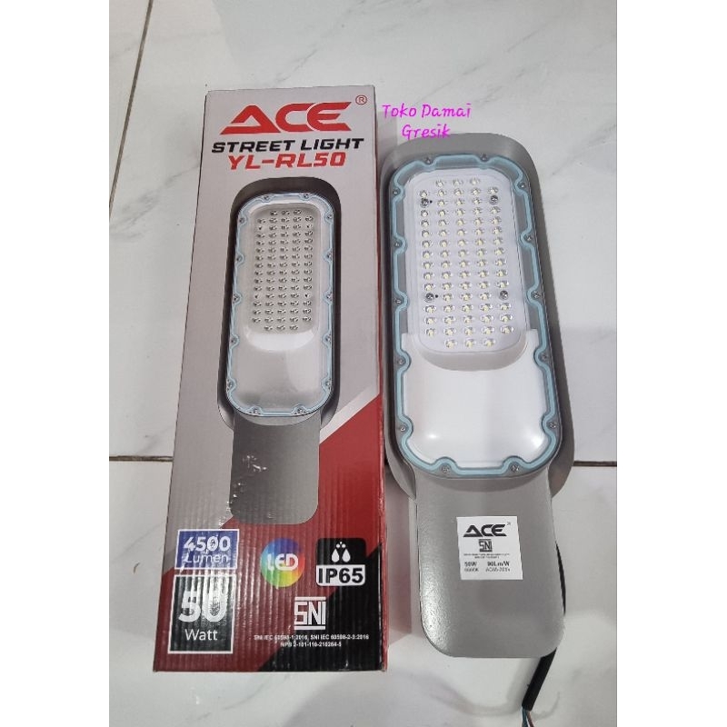 Ace Street Light murah 50W YL-RL01. Lampu jalan kampung rumah terang nyala putih