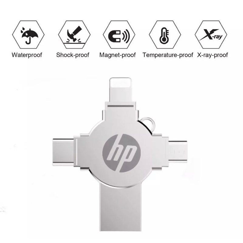 Flashdisk 4in1 OtG USB 3.0 Tipe C untuk iPhone/ios/Android/Laptop <HP Original>