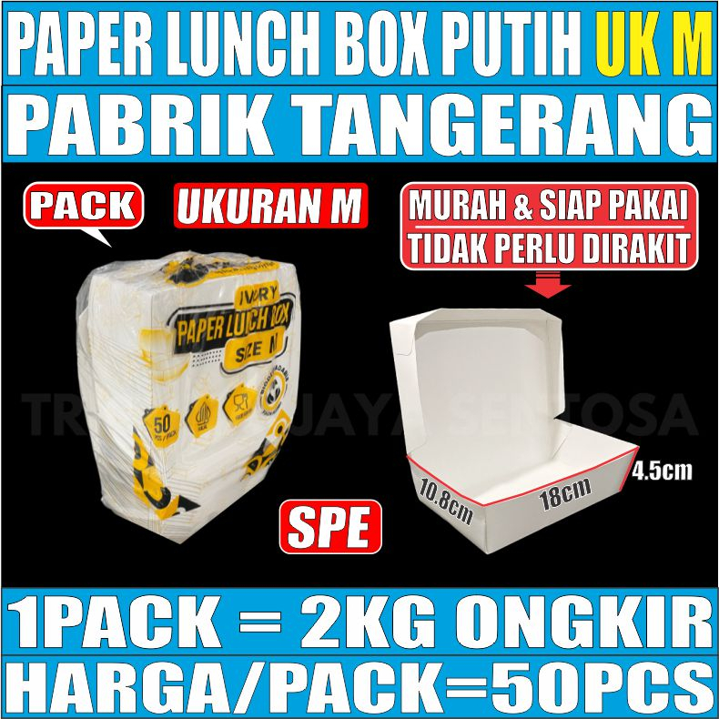 Paper lunch box Tutup uk M food tray makan kotak makanan kertas Murah