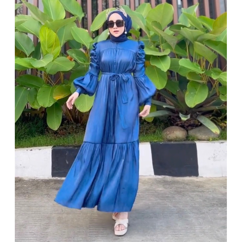 santorini shimmer dress viral kekinian