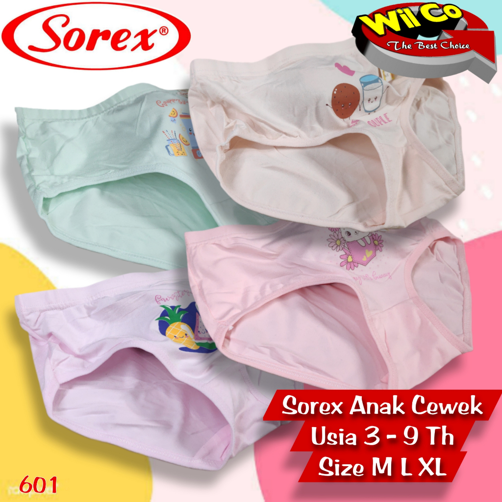 K601T -  HARGA PER 3 PCS CELANA DALAM ANAK WANITA CD ANAK WANITA PAKAIAN DALAM SOREX SIZE M - XL