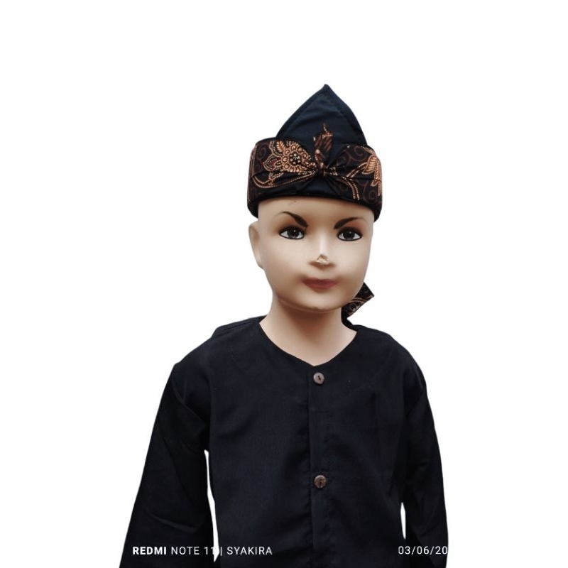 Stelan baju pangsi anak &amp; dewasa hitam polos free iket/baju adat tradisional