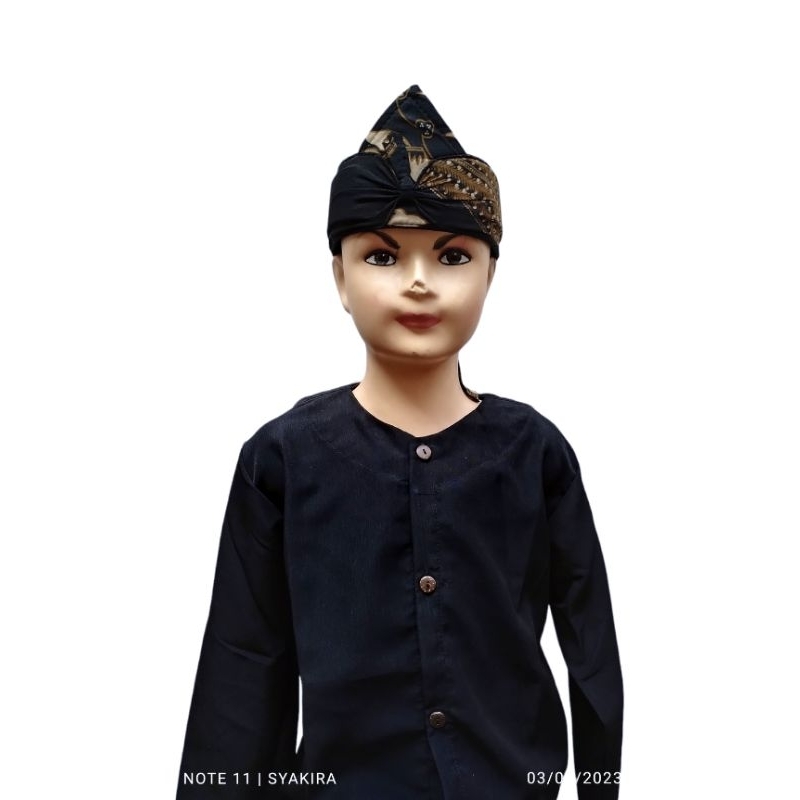 Stelan baju pangsi anak &amp; dewasa hitam polos free iket/baju adat tradisional