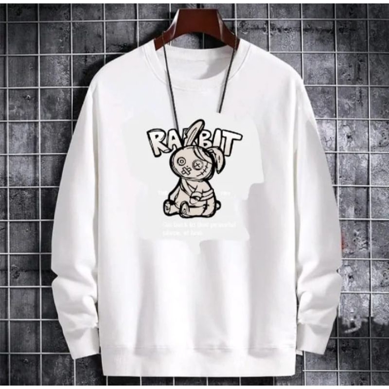 Sweater Crewnek Rabbit Sweater santai Sweater putih