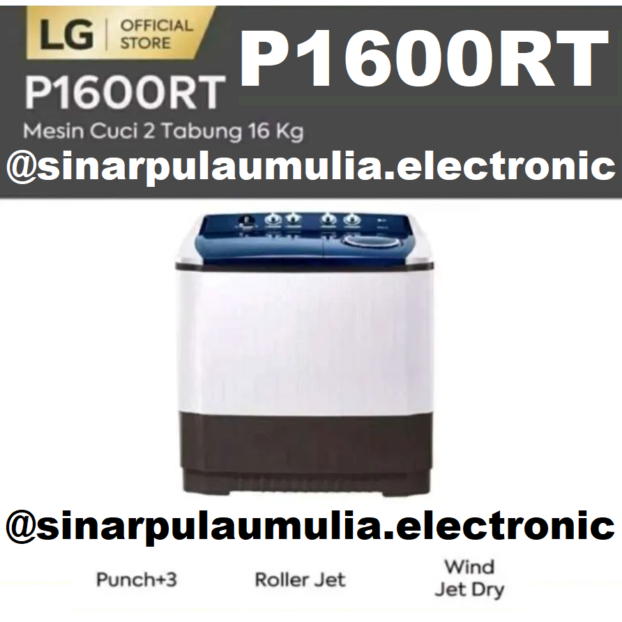 LG Mesin Cuci Manual 2 Tabung 16 KG - P1600RT / P 1600 RT / P1600 RT / P 1600RT