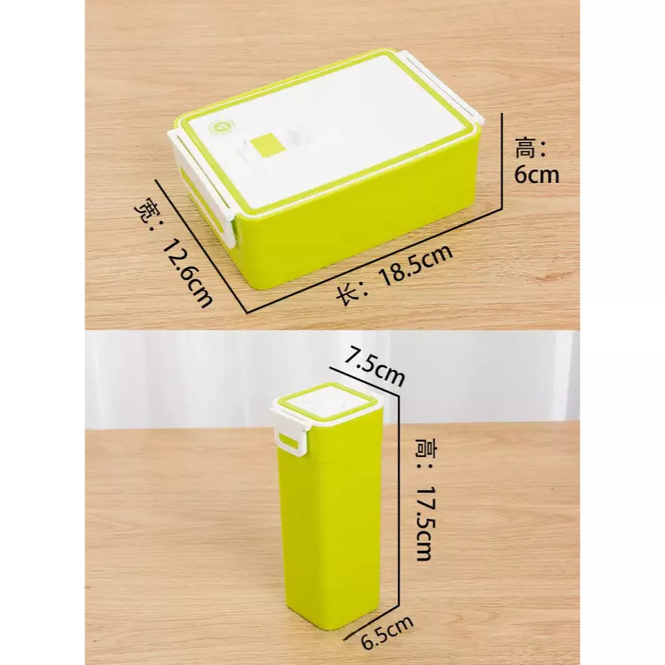 TOKO21--JAPANESE STYLE 6510 SET LUNCHBOX WITH BOTTLE/KOTAK MAKAN SIANG SET FREE BOTOL