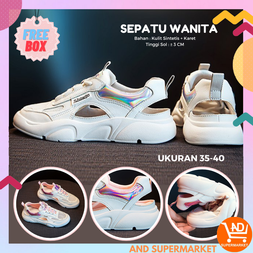 AND / COD / Sepatu Wanita Import Sepatu Sandal Slip On Perempuan Cantik Sepatu Putih Fashion Cewek Terkini Murah SPT-17