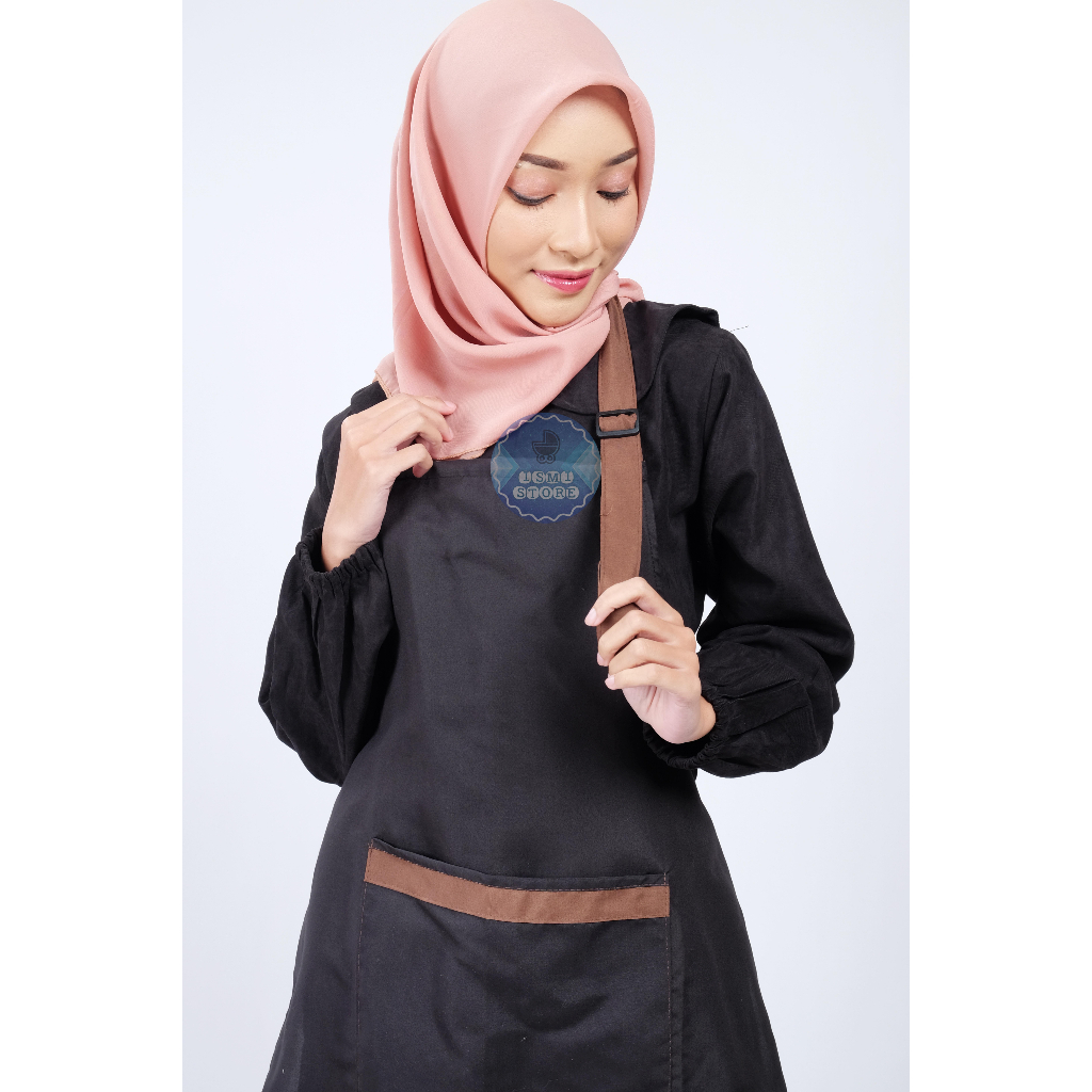 Apron Celemek Pria Wanita Barista/CHEF KOREAN Stlye Kain POLOS Katun Polymicro Halus Tali Bahu Kekinian by Ismi Store