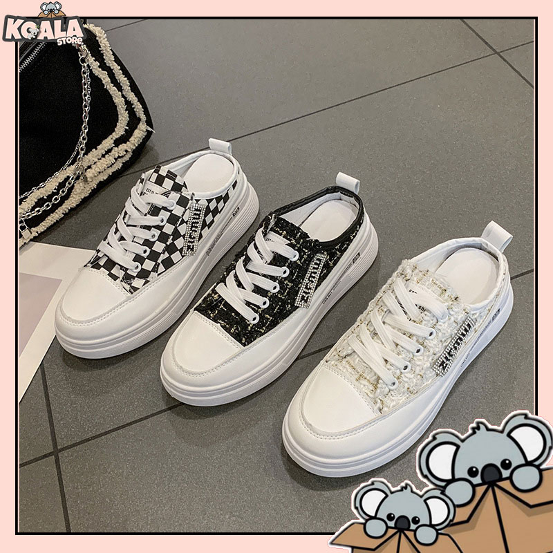 Sepatu Sneakers Wanita Fashion Sepatu Slip On Cewek Tali Shoes Casual Kulit Sintetis Karet Kanvas Fr