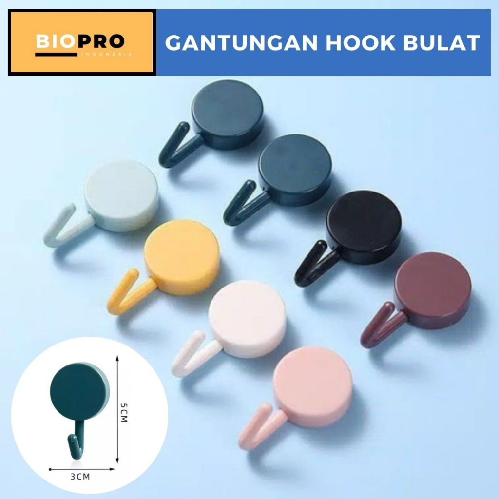 Gantungan Hook Bulat Polos / Gantungan Dinding Tempel Serbaguna Multifungsi per pcs