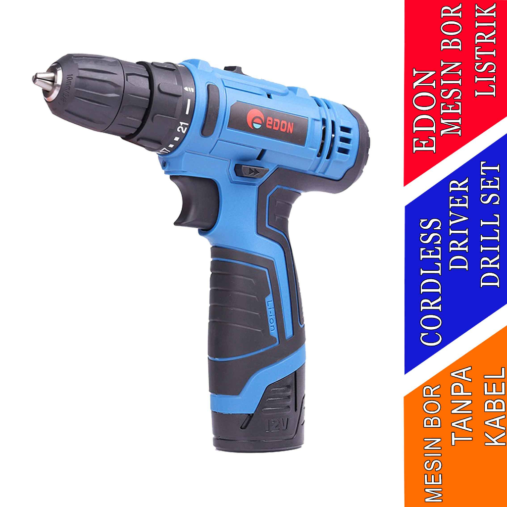 Mesin Bor Listrik - Edon Lv3-1210 - Cordless Driver Drill - Bor Multifungsi