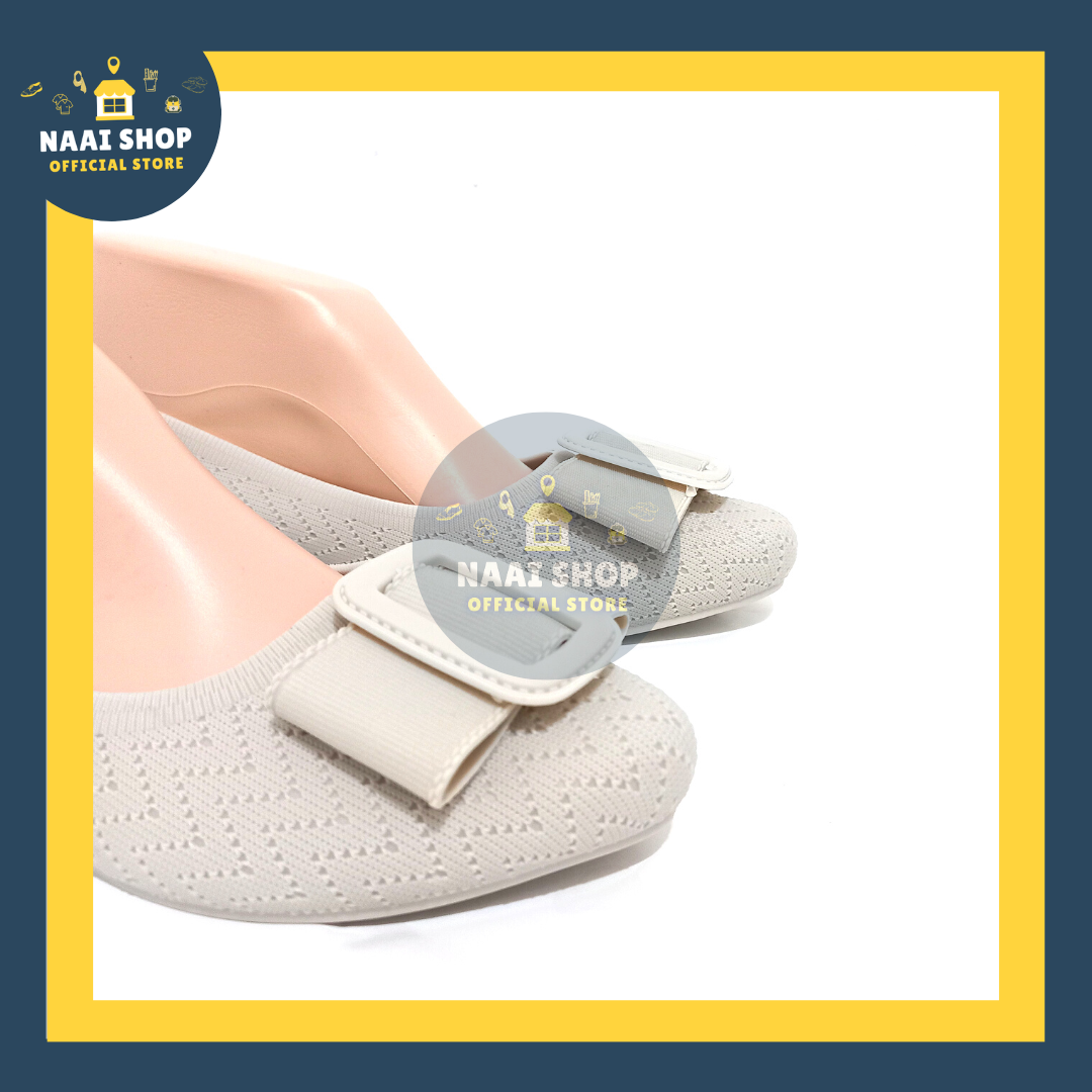 Sepatu Flat Wanita Motif Salur Gesper Size 36-40 Heels Rendah Jelly Shoes Soft Color Doft Slip On Kerja Kuliah Sekolah Terbaru Selop Bahan Karet Kasual Korea Style Kekinian Slop Formal Cewek Import Premium Murah Pantofel Terlaris Jinjit Datar Breslin Naai