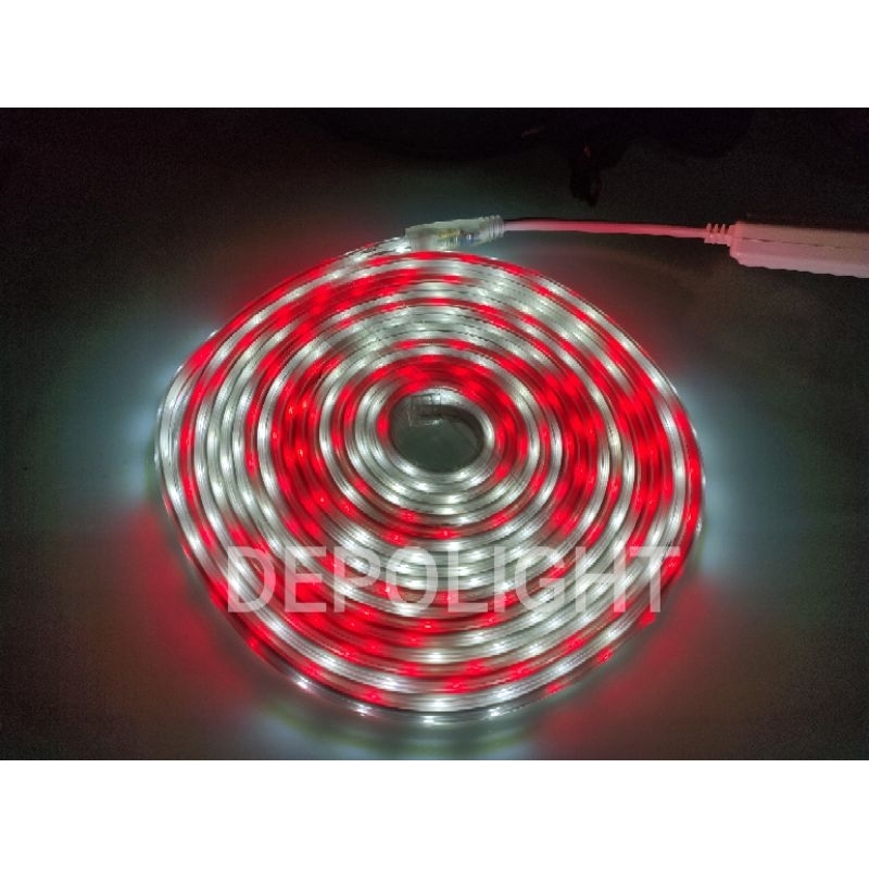 Lampu Strip Merah Putih LED Selang 10M Paket Lengkap AC 220V Lampu Hias Agustus