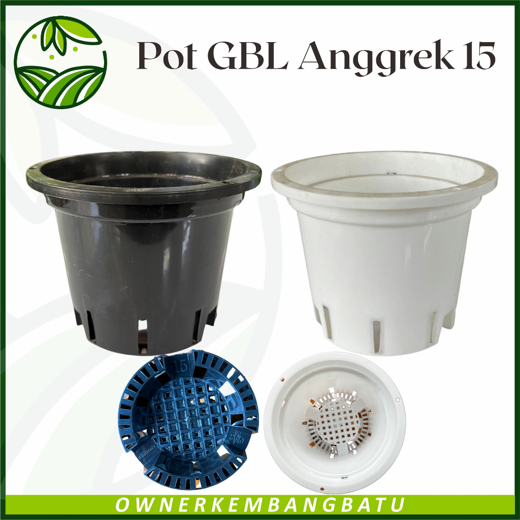 Pot GBL Anggrek 15 Warna Hitam Putih Pot Plastik