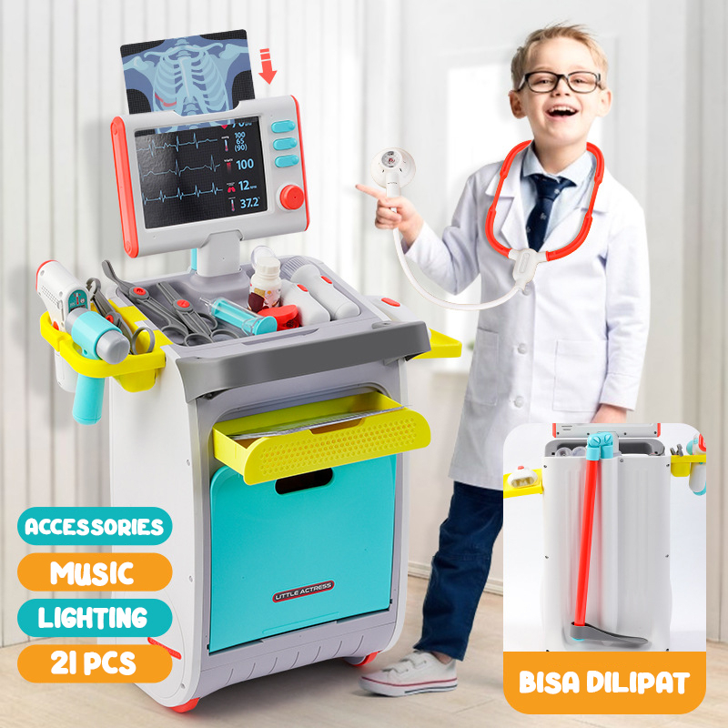 Mainan Anak Mini Medical Desk Dokter Doctor Kesehatan Ronsen Troli Trolley