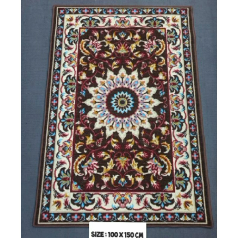 Karpet antislip motif turki coklat 100x150
