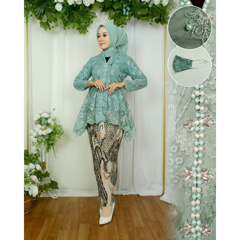 Permata Olshop / Kebaya Floy Rinjani Salsa Payet BK / Kebaya Wisuda / Kebaya Modern / Setelan Kebaya Payet Pesta Mewah / Kebaya Lamaran / Floy Busui Payet