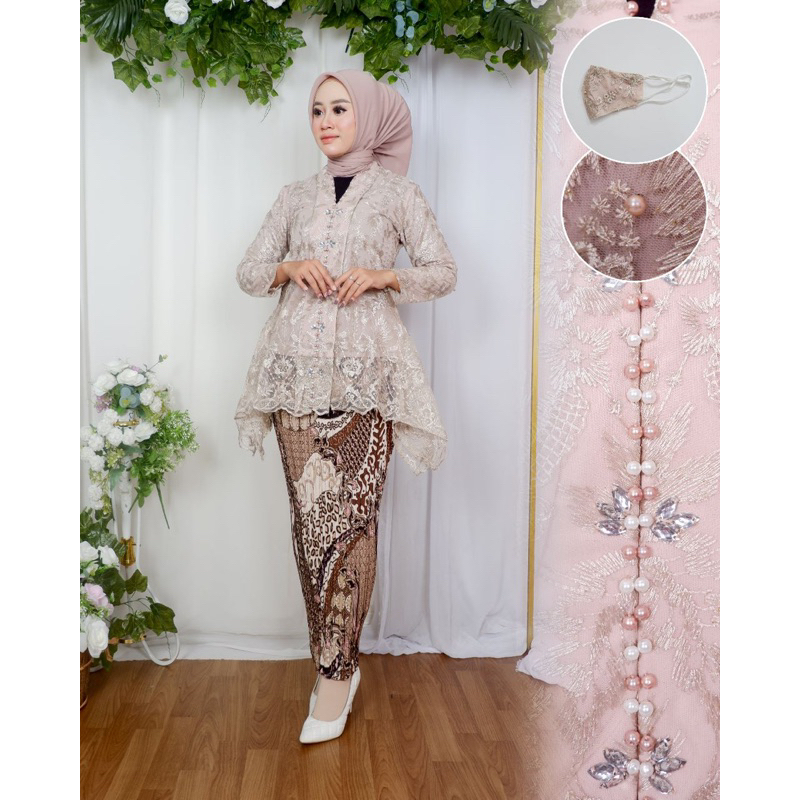 Permata Olshop / Kebaya Floy Rinjani Salsa Payet BK / Kebaya Wisuda / Kebaya Modern / Setelan Kebaya Payet Pesta Mewah / Kebaya Lamaran / Floy Busui Payet