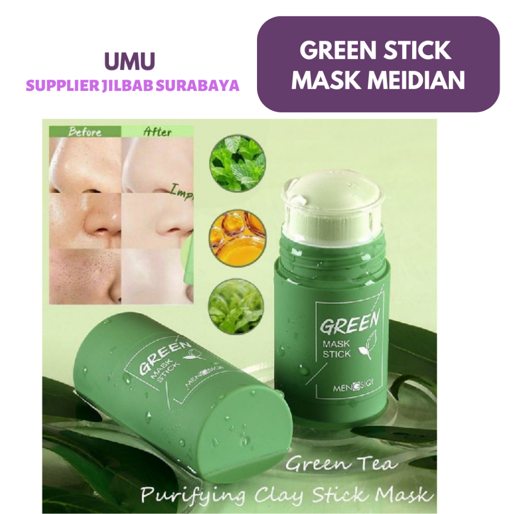 (UMU SUPPLIER) MEIDIAN GREEN STICK MASKER GREEN TEA MENCERAHKAN DAN MELEMBABKAN WAJAH