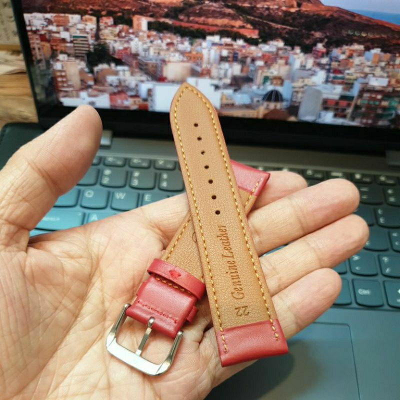 Tali strap kulit jam tangan warna merah polos 14MM 16MM 18MM 20MM 22MM kulit asli polos