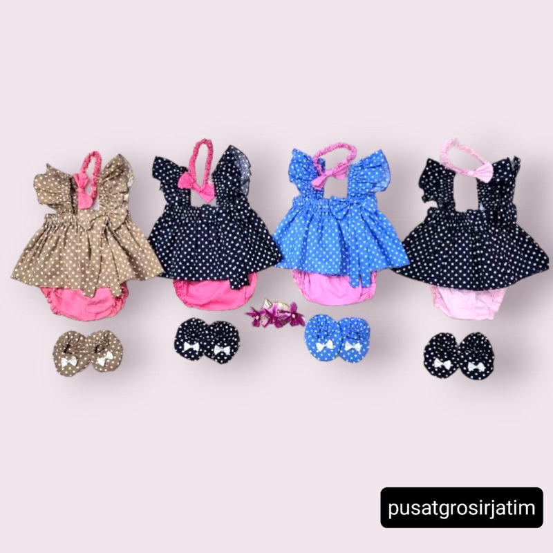 Set polka pita Setelan bayi perempuan jumper bayi overall baku bayi cewek bayi baru lahir