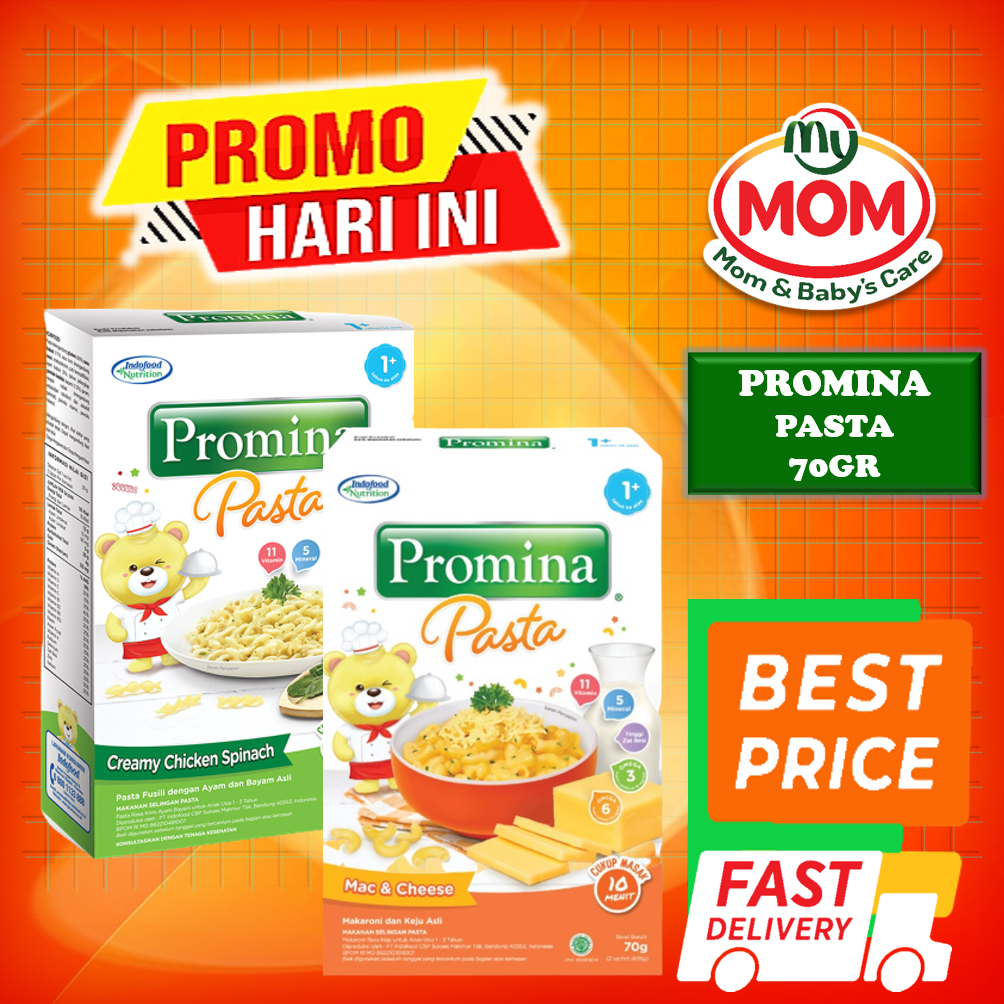 [BPOM] Promina Pasta Mac n Cheese 60gr 70gr Usia 1+ / Pasta Creamy Chicken Spinach / Pasta Bayi / Makanan Bayi / Snack Bayi / Cemilan Bayi / MYMOM