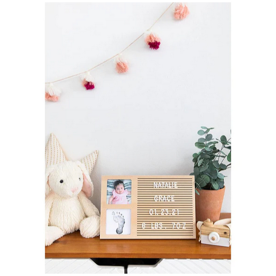 Pearhead  Babyprints Letterboard Frame - Wooden Letterboard Papan Nama Baby Newborn Papan Dekorasi Nama Bayi