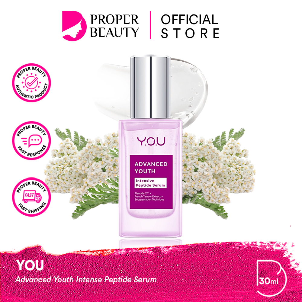 YOU Advanced Youth Intense Peptide Serum Indonesia / Serum Wajah 30ml / Plantide X + French Yarrow Extract Encapsulation Technique / Essence Ampoule / Menghidrasi Berminyak / Anti Aging Penuaan Dini Garis Halus Keriput / Skincare Face Care Y.O.U Series