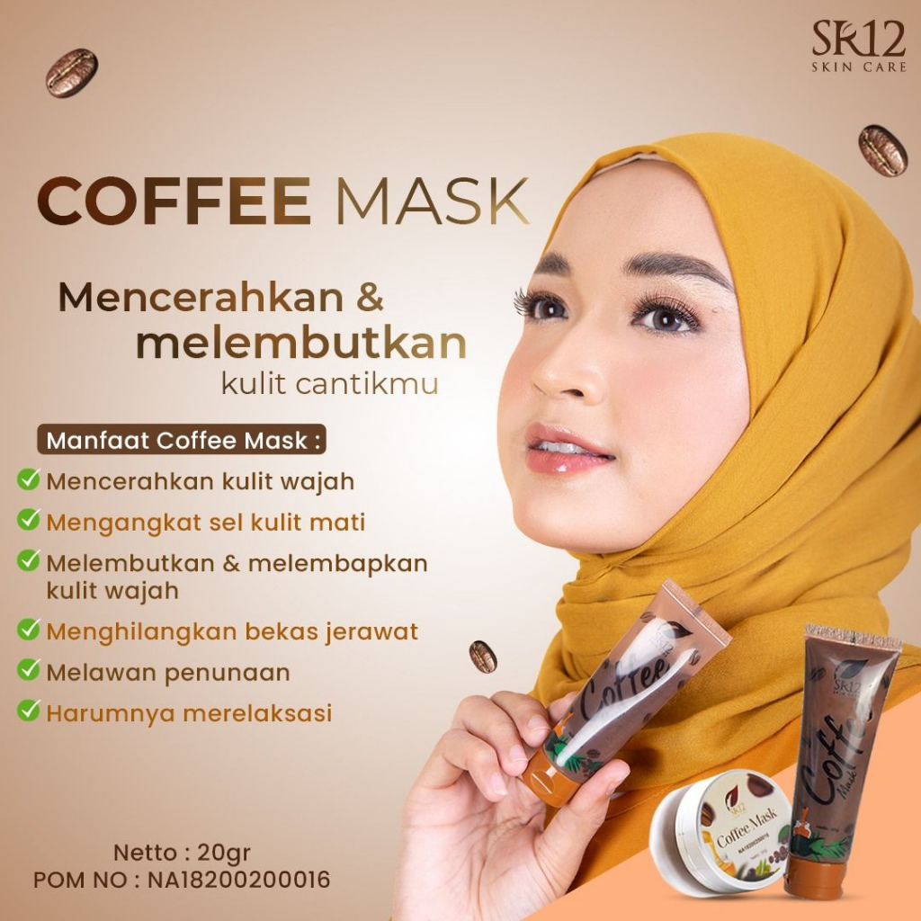 Coffee Mask SR12 Masker Peeling Kopi Ampuh atasi Flek Hitam Noda Bekas Jerawat dan Komedo 20gr