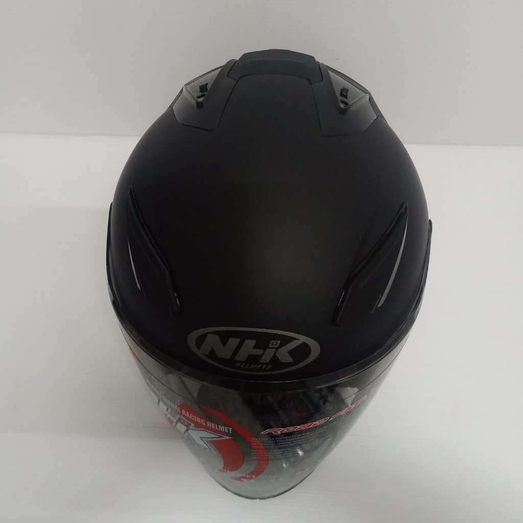 NHK R1 SOLID SINGLE VISOR BLACK DOFF HELM OPEN FACE VISOR LIGHT SMOKE